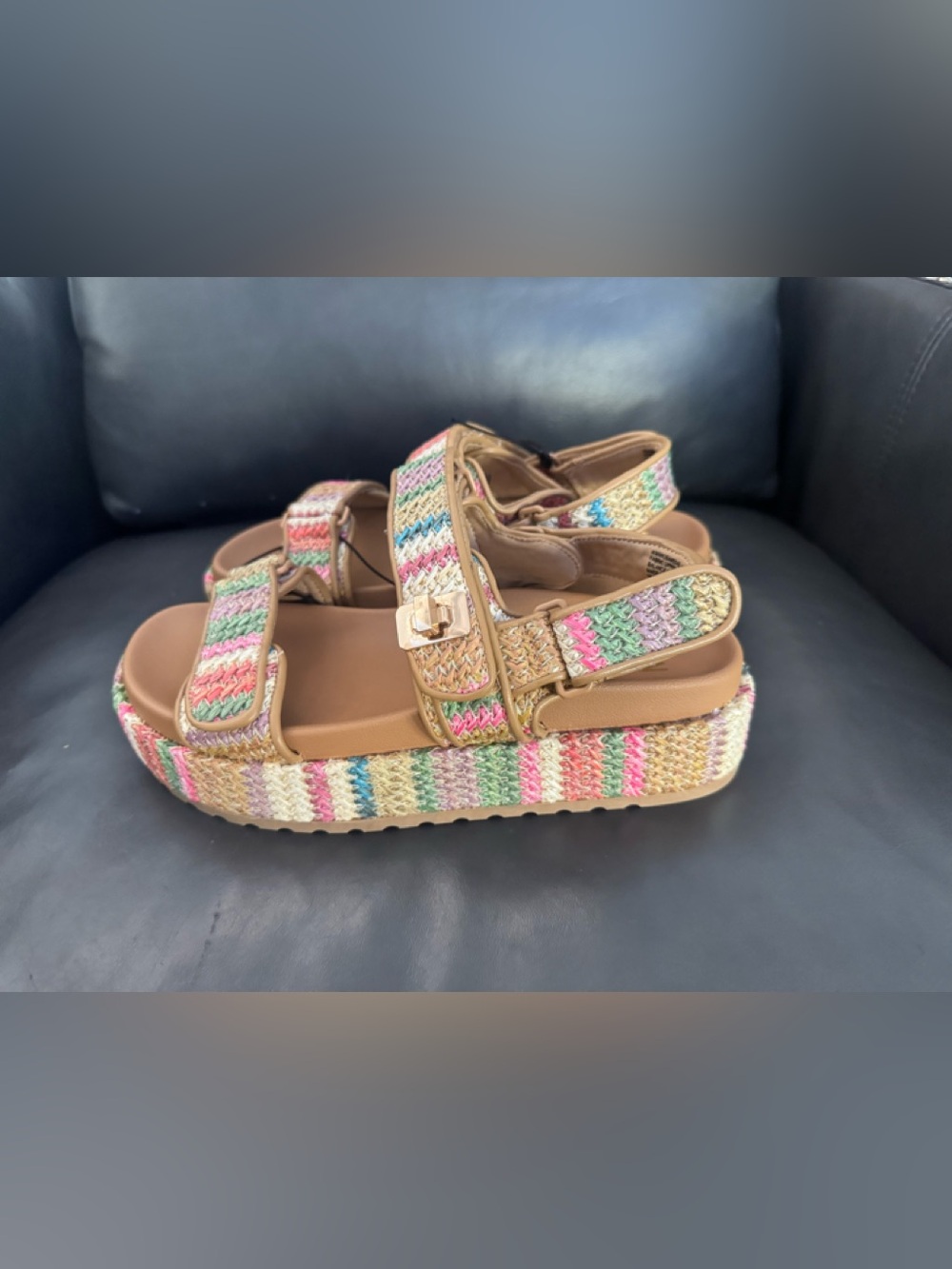 Madden NYC Multicolor Striped Women’s Comfort Sandals - Picture 6 of 6
